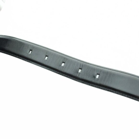 Bvlgari Belt Silver Leather Logo 110 44 Black